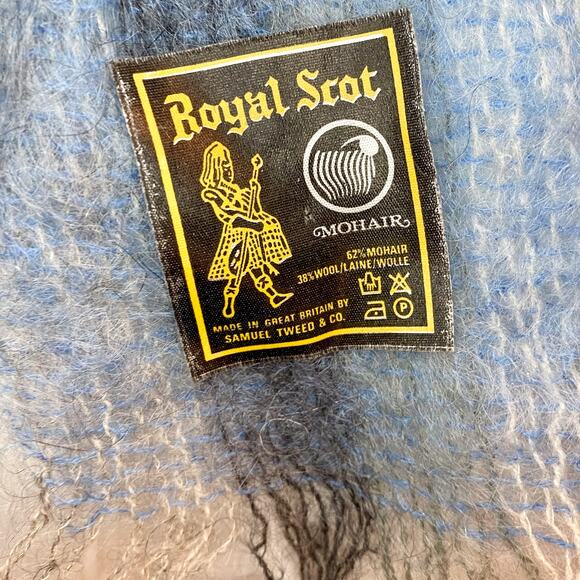 Samuel Tweed & Co Vintage Royal Scot Mohair Blue Knit Wool Scarf Unisex One Size - Picture 15 of 16